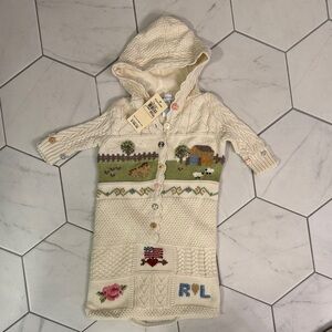 Ralph Lauren Cream Knit Hooded Baby Romper